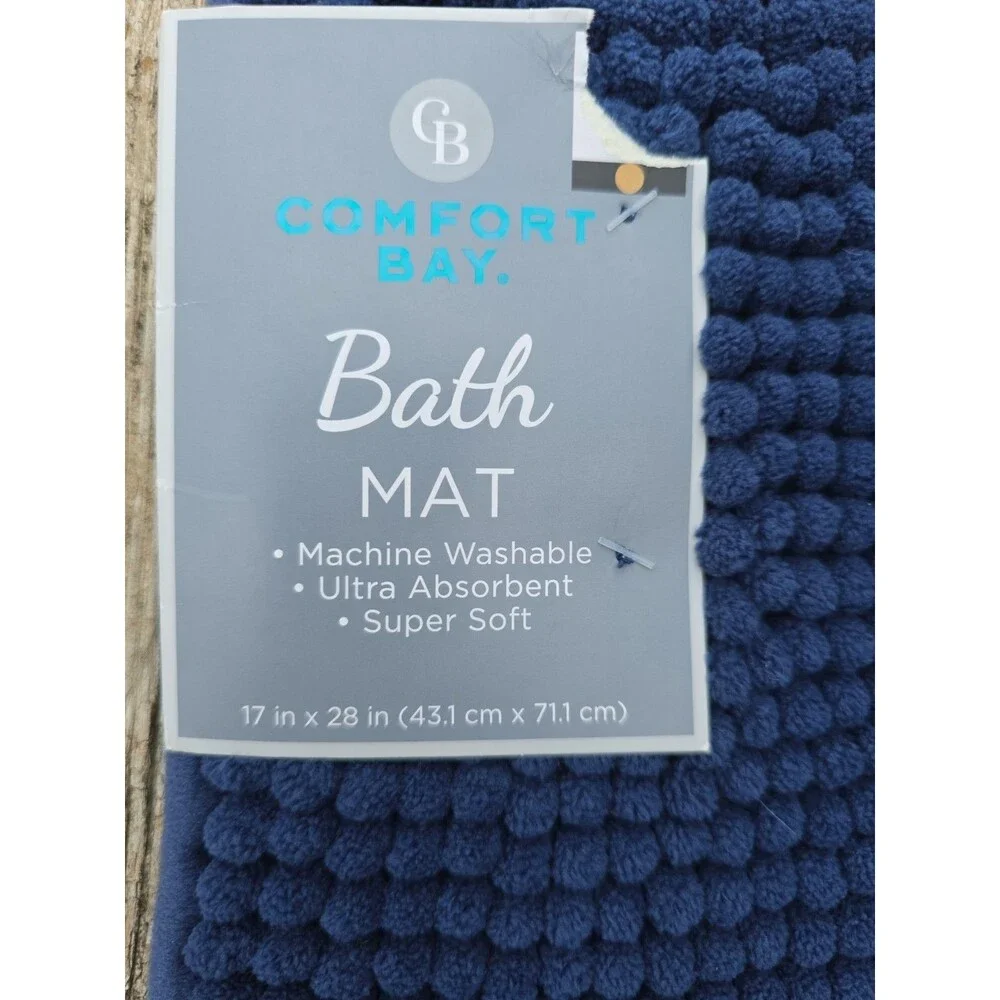 COMFORT BAY Spa Fuzzy Bath Rug Mat Rectangle Blue 17